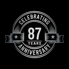 87 years anniversary celebration logotype. Vector and illustration.