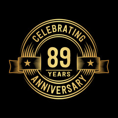 89 years anniversary celebration logotype. Vector and illustration.