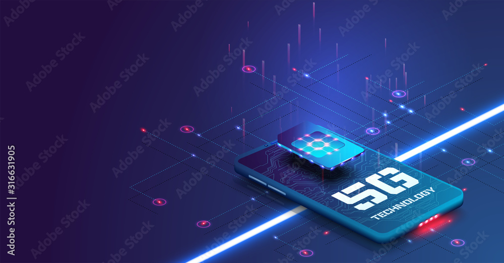 Leinwandbilder new 5th generation of internet, 5g network wireless with high speed connection. new generation of wi