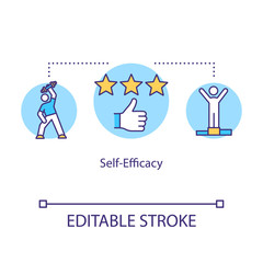 Self efficacy concept icon. Mental health idea thin line illustration. Personal progress. Goal achievements. First place. Vector isolated outline RGB color drawing. Editable stroke
