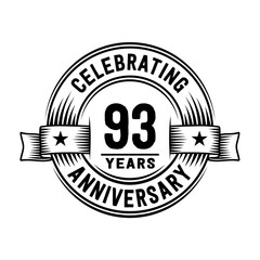 93 years anniversary celebration logotype. Vector and illustration.