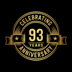93 years anniversary celebration logotype. Vector and illustration.