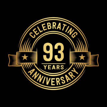 93 years anniversary celebration logotype. Vector and illustration.