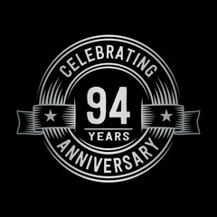 94 years anniversary celebration logotype. Vector and illustration.