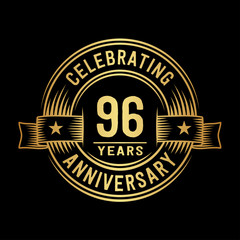 96 years anniversary celebration logotype. Vector and illustration.