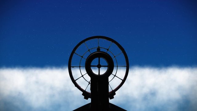 The view from a fighter plane as it flies above the clouds looking through its anti-aircraft gun-sight.