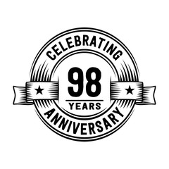 98 years anniversary celebration logotype. Vector and illustration.