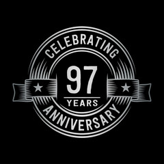 97 years anniversary celebration logotype. Vector and illustration.