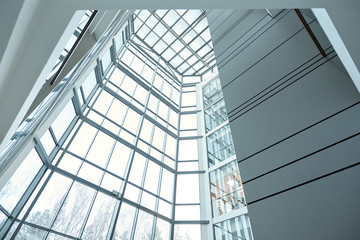 Fototapeta na wymiar Glass wall and window of large contemporary business center