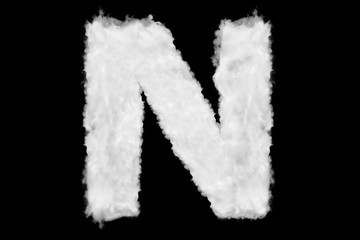 Letter N font shape element made of clouds on black background ready for mask or blending modes