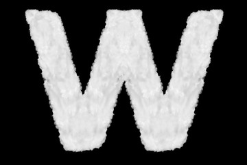 Letter W font shape element made of clouds on black background ready for mask or blending modes