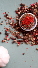 hot pepper, mixture on a gray background