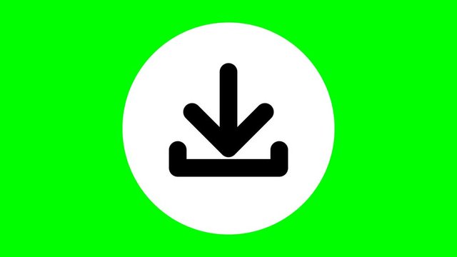 animation of download icon arrow. moving of download icon on green background 