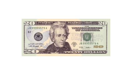 20 Dollars money realistic paper banknotes of USA - vector business art illustration