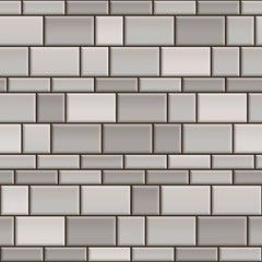 Seamless texture of gray and white brick wall. Repeating pattern of grey cube stone with black seams background