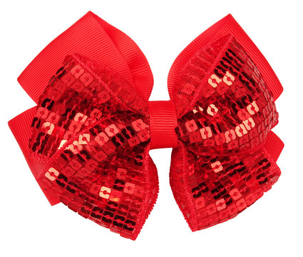 Hair Bow Tie Red With Sparkling Details