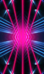Fototapeta na wymiar Dark neon background with lines and rays. Blue and pink neon. Abstract futuristic background. Night scene with neon, light reflection.