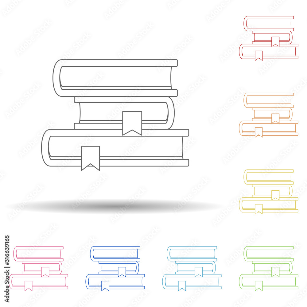 Poster book with bookmarks flat in multi color style icon. simple thin line, outline vector of book icons f