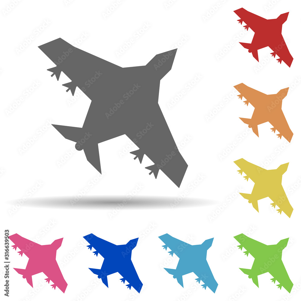 Poster bomber in multi color style icon. simple glyph, flat vector of army icons for ui and ux, website or 