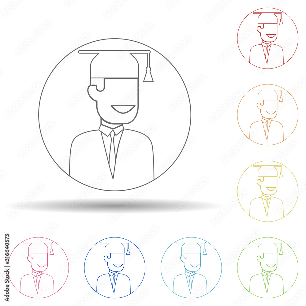 Poster avatar of student in multi color style icon. simple thin line, outline vector of avatar icons for ui