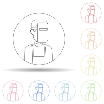 Avatar of welder in multi color style icon. Simple thin line, outline vector of avatar icons for ui and ux, website or mobile application