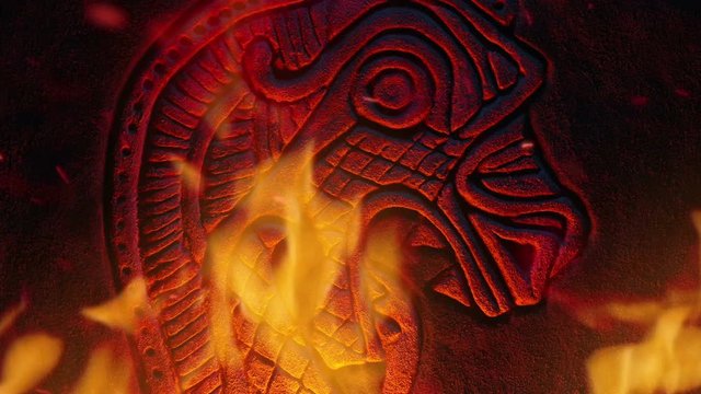 Dragon Viking Carving In Raging Fire
