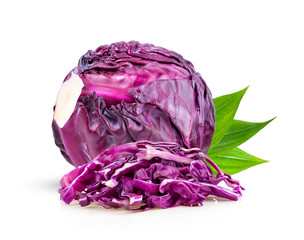 Red cabbage  isolated on white background.