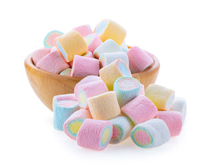 Colorful mini marshmallows isolated on white background