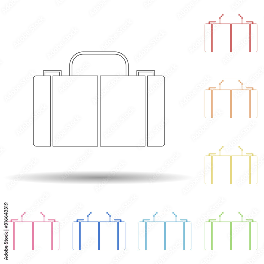 Poster colored suitcase in multi color style icon. simple thin line, outline vector of web icons for ui and