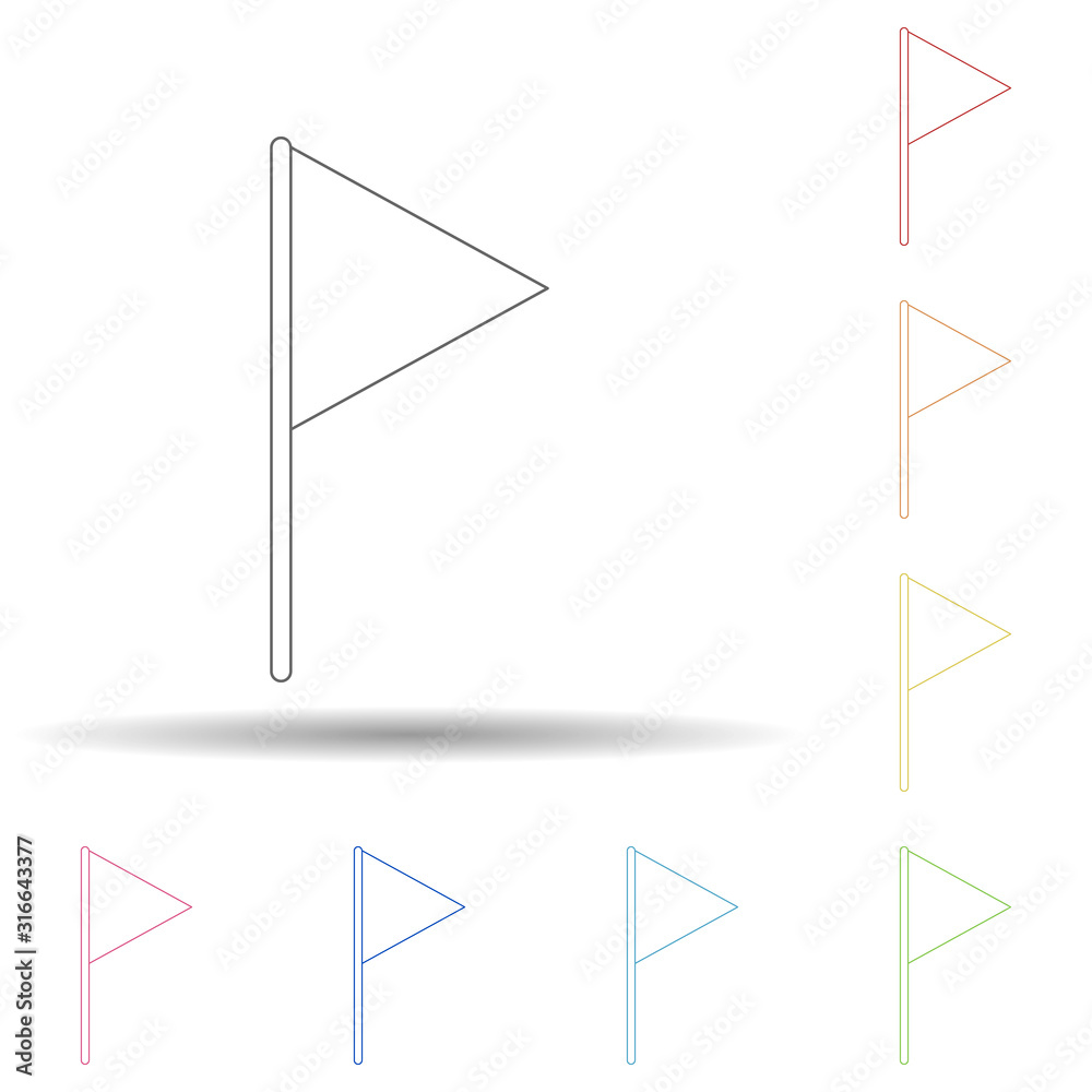 Poster colored golf flag in multi color style icon. simple thin line, outline vector of web icons for ui an