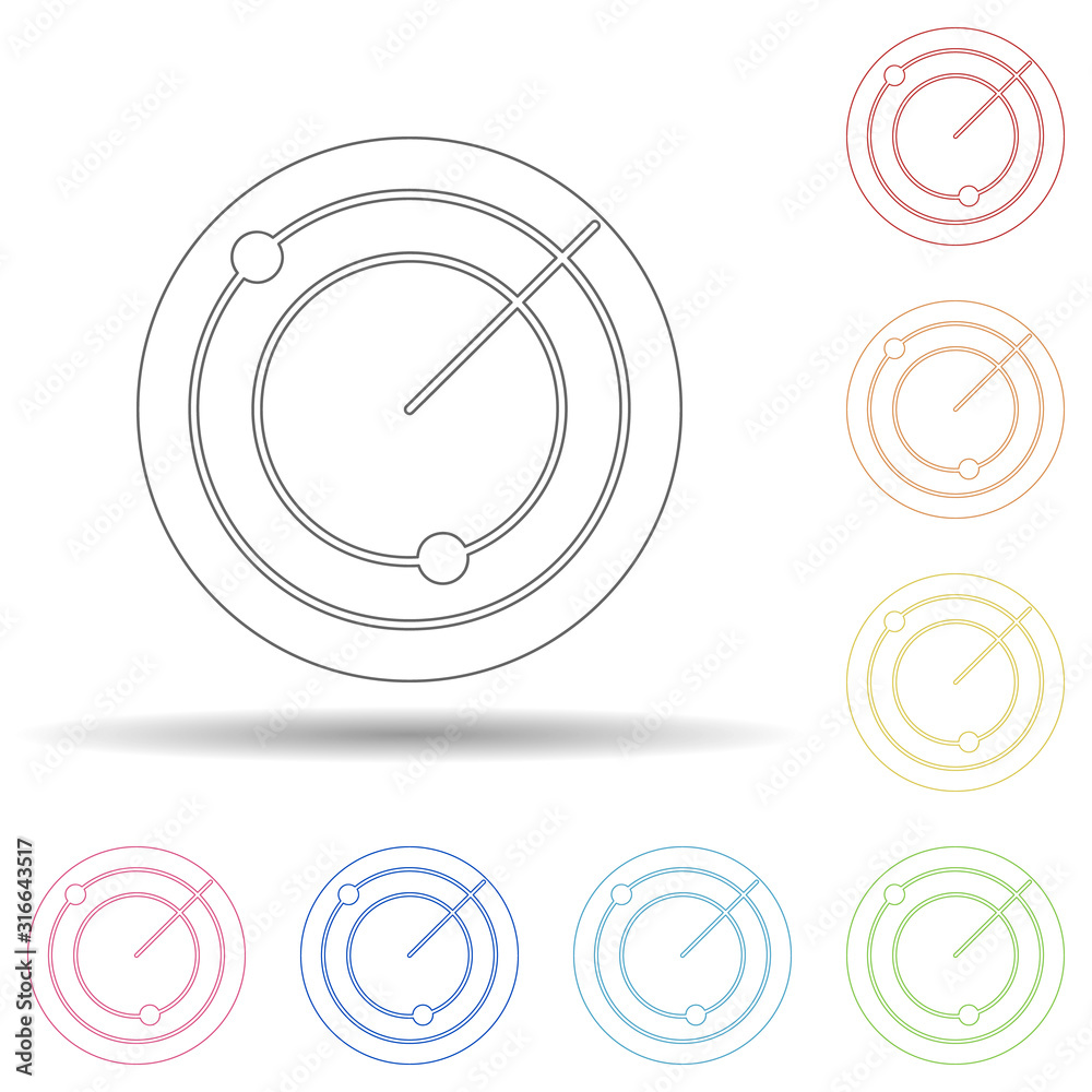 Aufkleber colored radar in multi color style icon. simple thin line, outline vector of web icons for ui and ux
