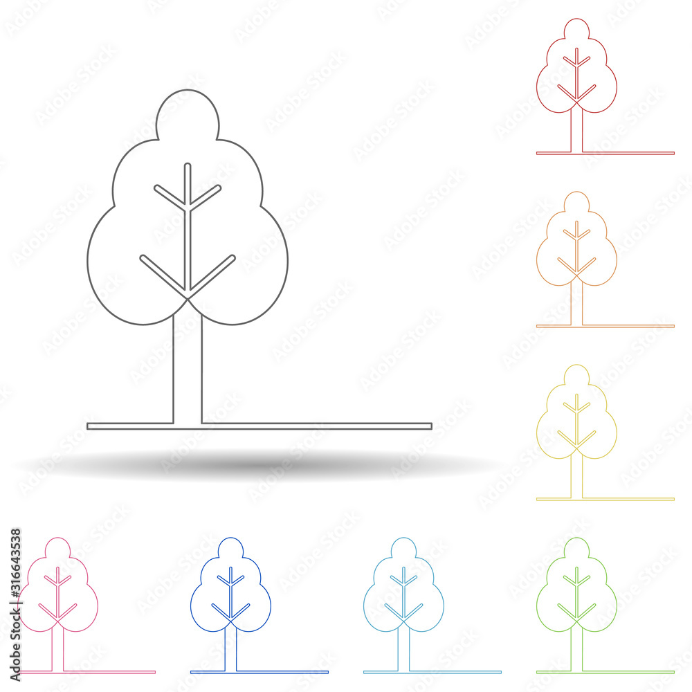Aufkleber colored tree in multi color style icon. simple thin line, outline vector of web icons for ui and ux,