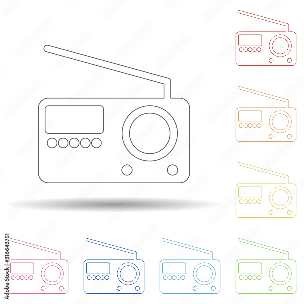 Aufkleber colored radio in multi color style icon. simple thin line, outline vector of web icons for ui and ux