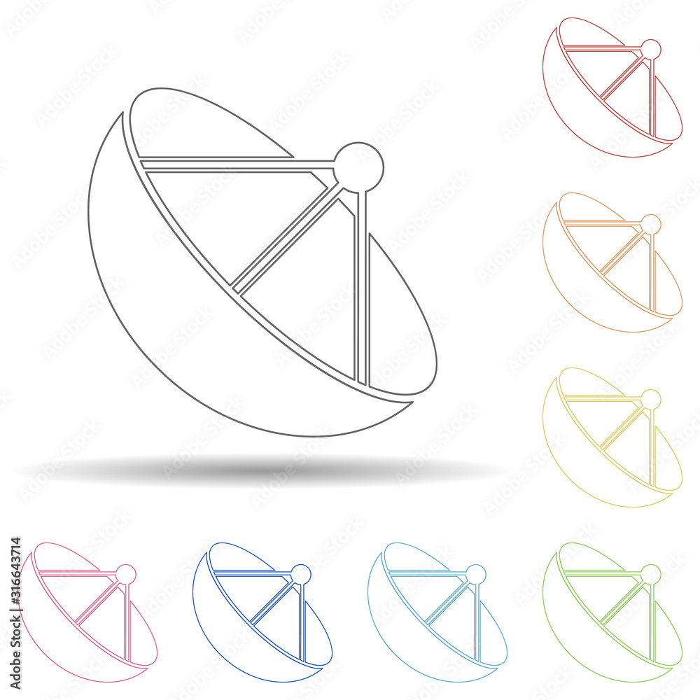 Poster colored satellite television in multi color style icon. simple thin line, outline vector of web icon
