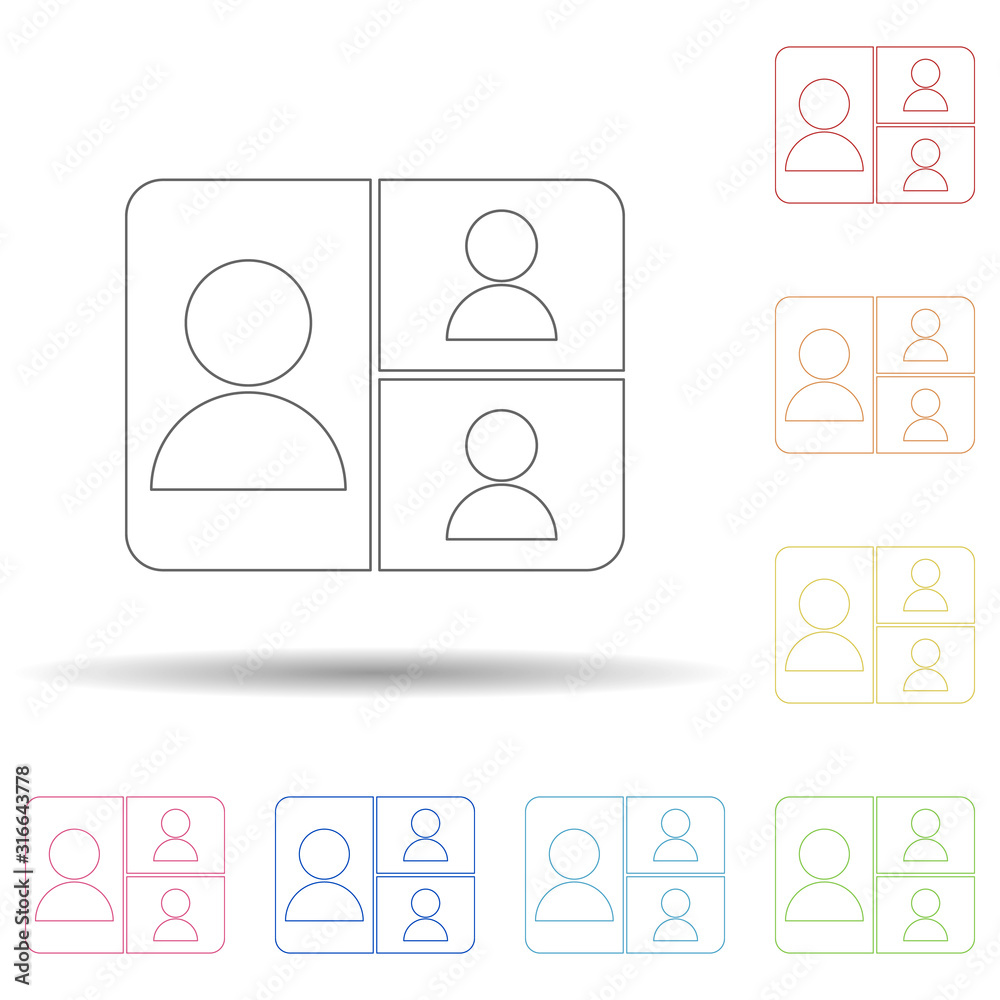 Poster colored video conference in multi color style icon. simple thin line, outline vector of web icons fo