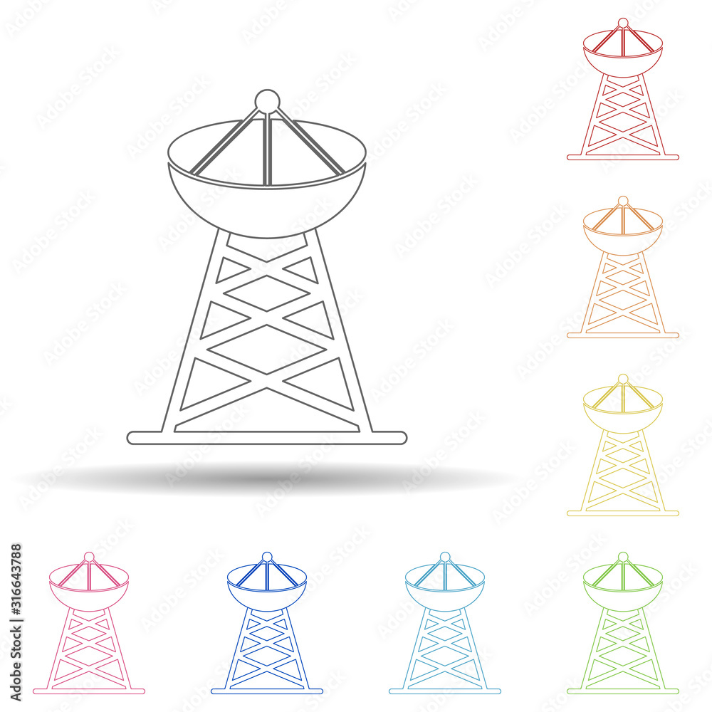 Aufkleber colored satellite dish in multi color style icon. simple thin line, outline vector of web icons for 