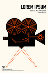 Obraz premium Cinema movie and film poster design template background vintage retro style