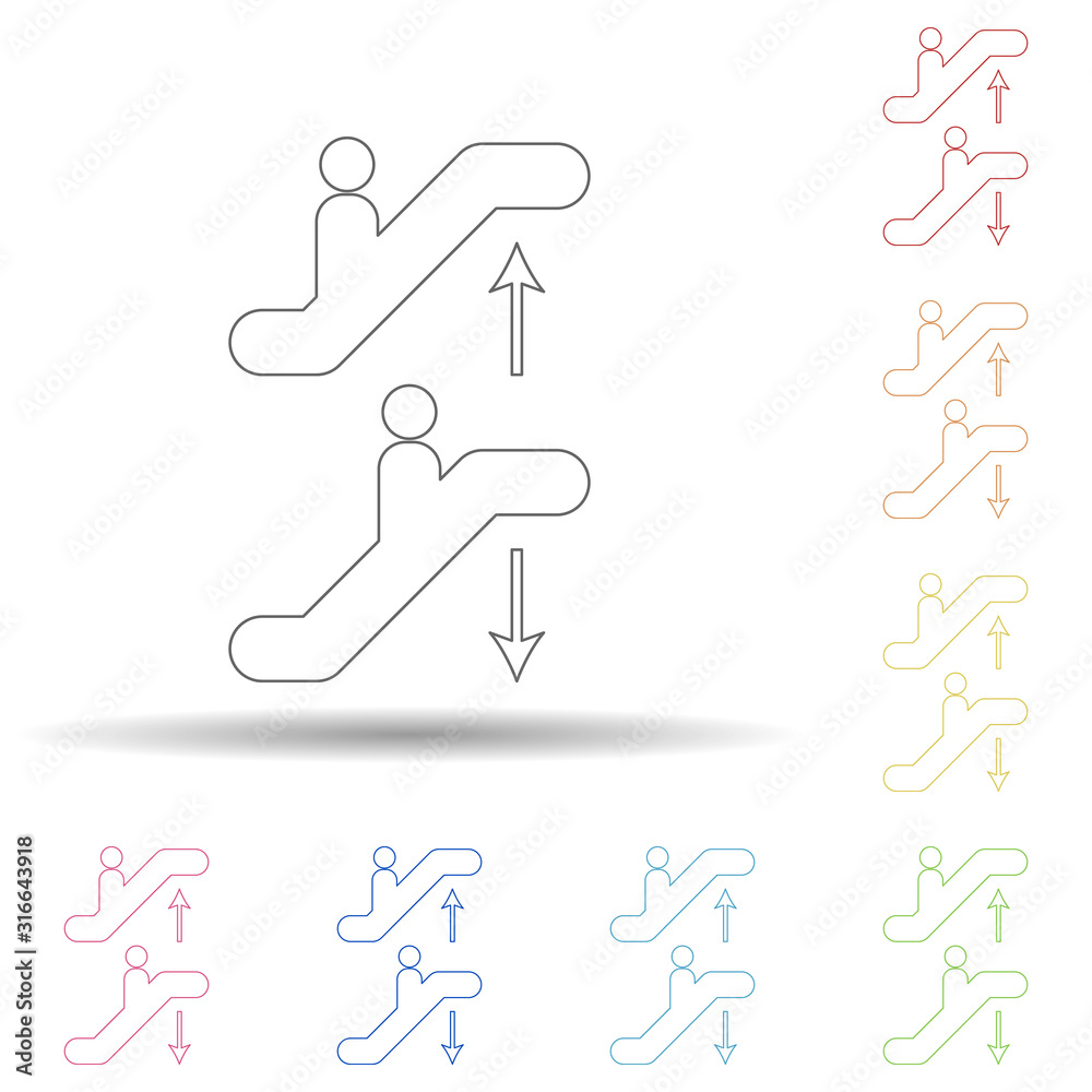 Poster Colored up down sign in multi color style icon. Simple thin line, outline vector of web icons for ui and ux, website or mobile application