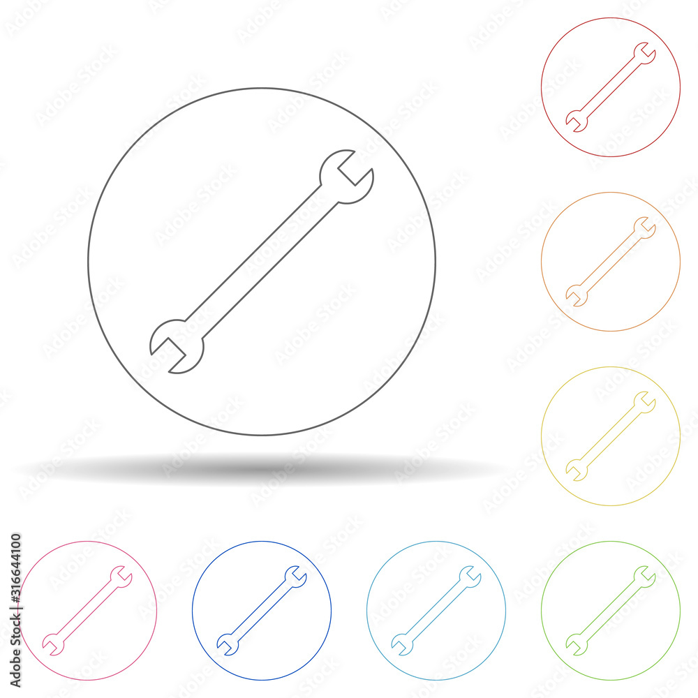 Aufkleber colored wrench in multi color style icon. simple thin line, outline vector of web icons for ui and u