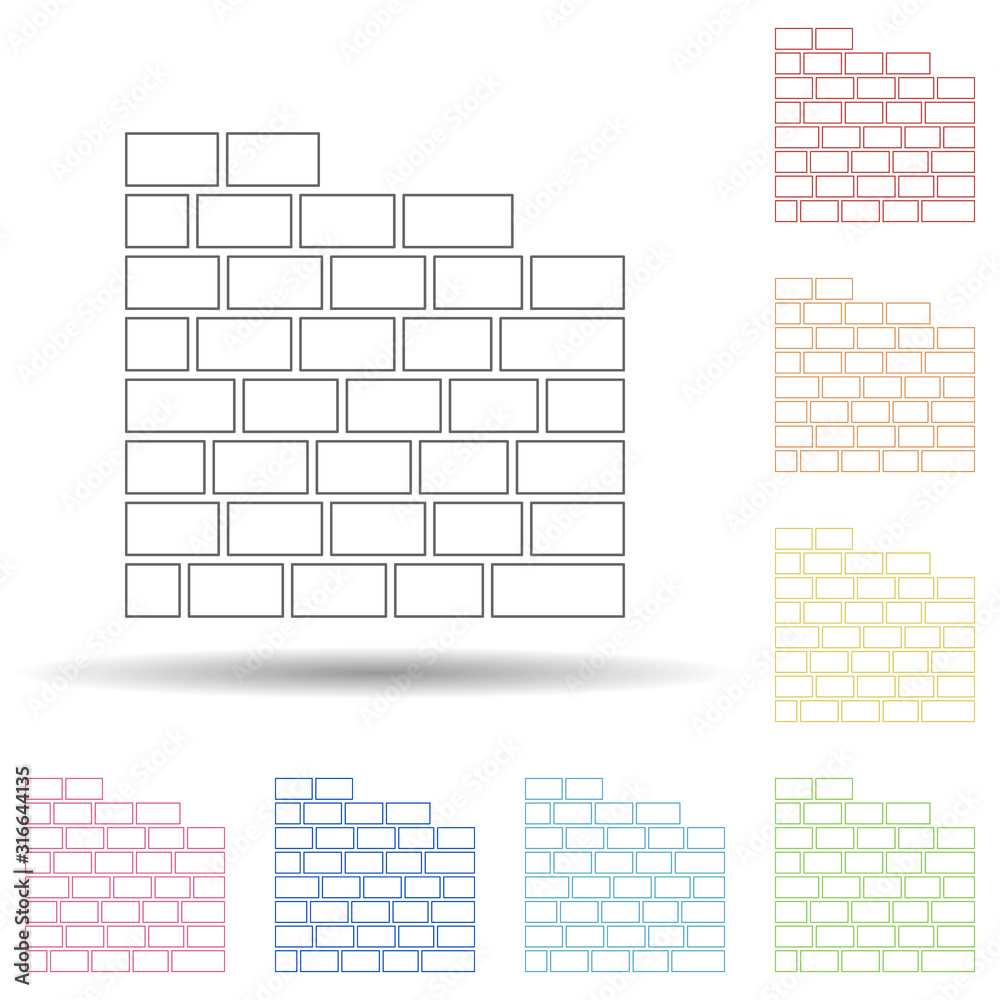 Aufkleber colored wall in multi color style icon. simple thin line, outline vector of web icons for ui and ux,