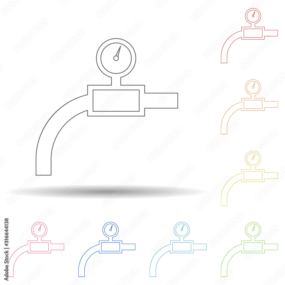 Aufkleber colored pressure indicator in multi color style icon. simple thin line, outline vector of web icons 