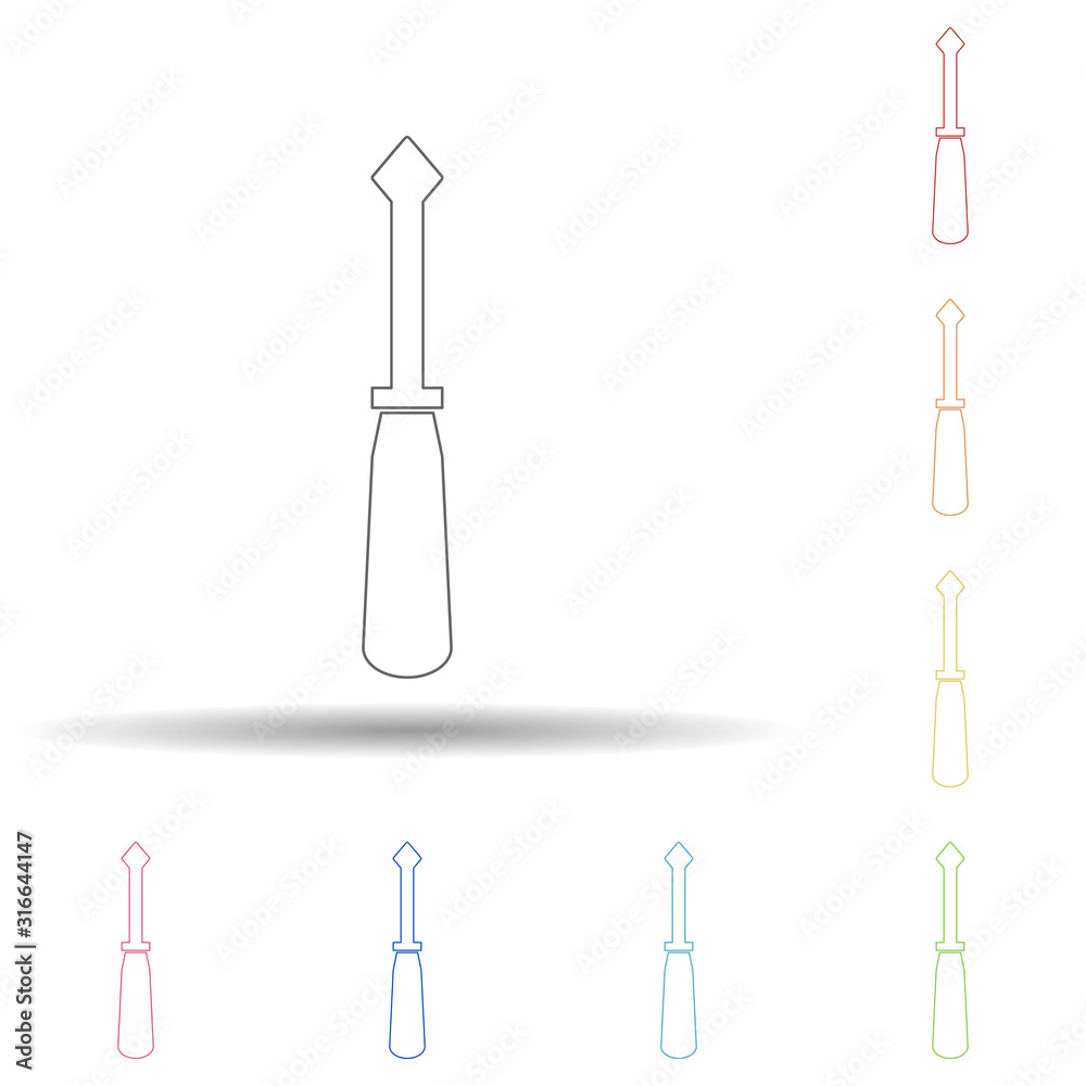 Aufkleber colored turn screw in multi color style icon. simple thin line, outline vector of web icons for ui a