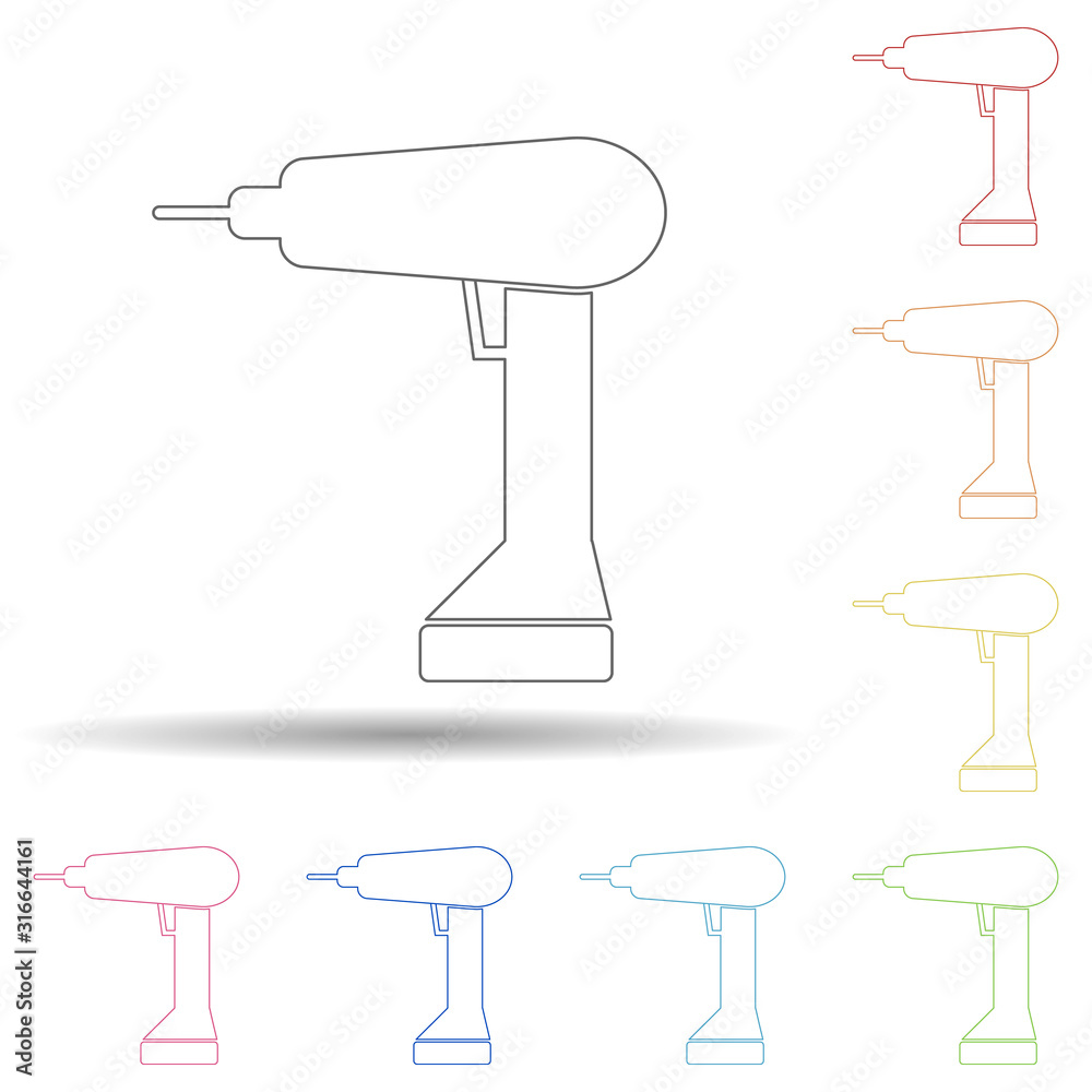 Aufkleber colored drill in multi color style icon. simple thin line, outline vector of web icons for ui and ux
