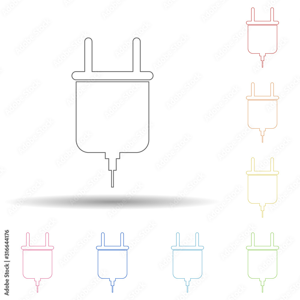 Aufkleber colored plug in multi color style icon. simple thin line, outline vector of web icons for ui and ux,
