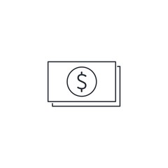 Stack of two Dollar bills. Vector linear icon on a white background.