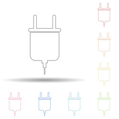 Colored plug in multi color style icon. Simple thin line, outline vector of web icons for ui and ux, website or mobile application