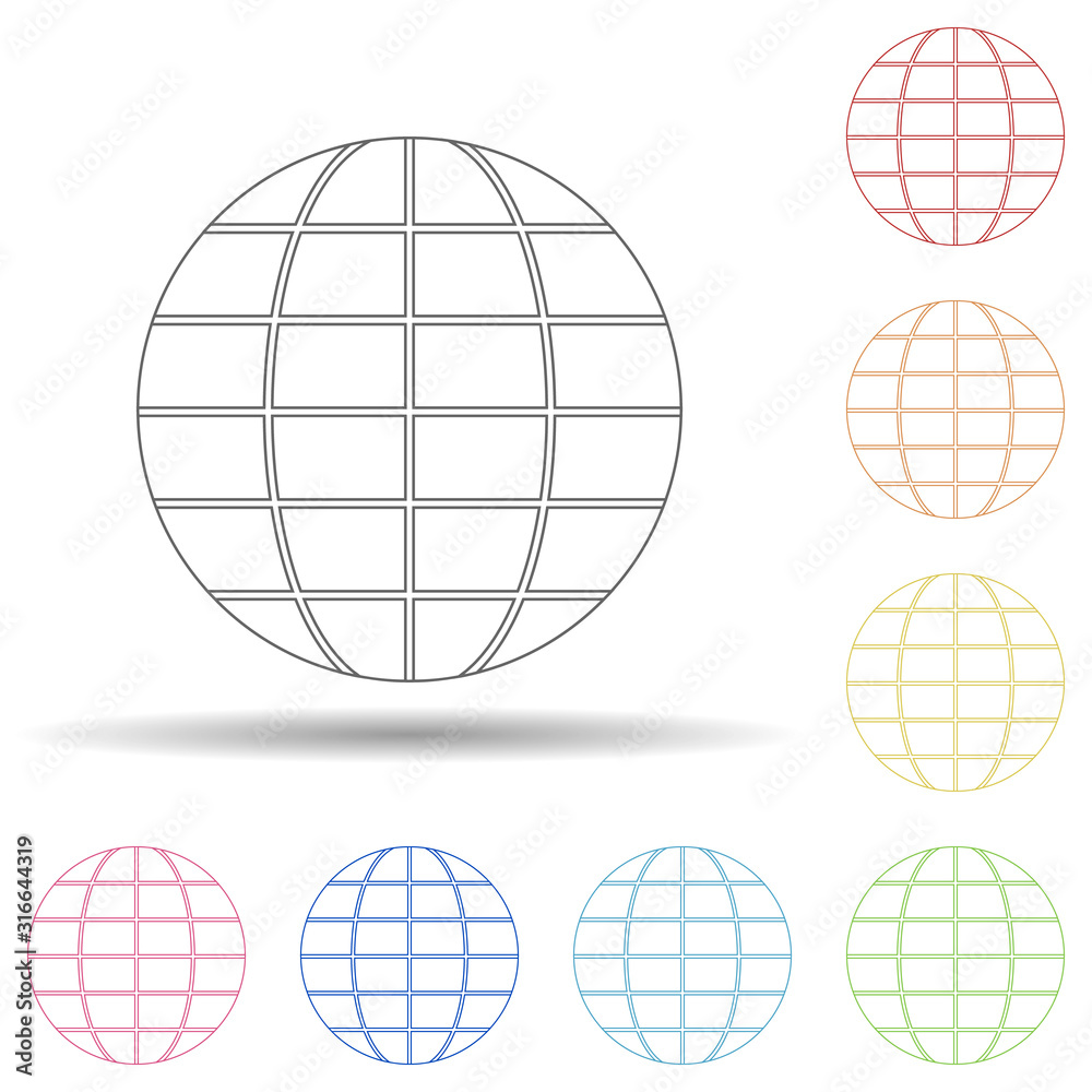 Poster globe in multi color style icon. simple thin line, outline vector of space icons for ui and ux, webs
