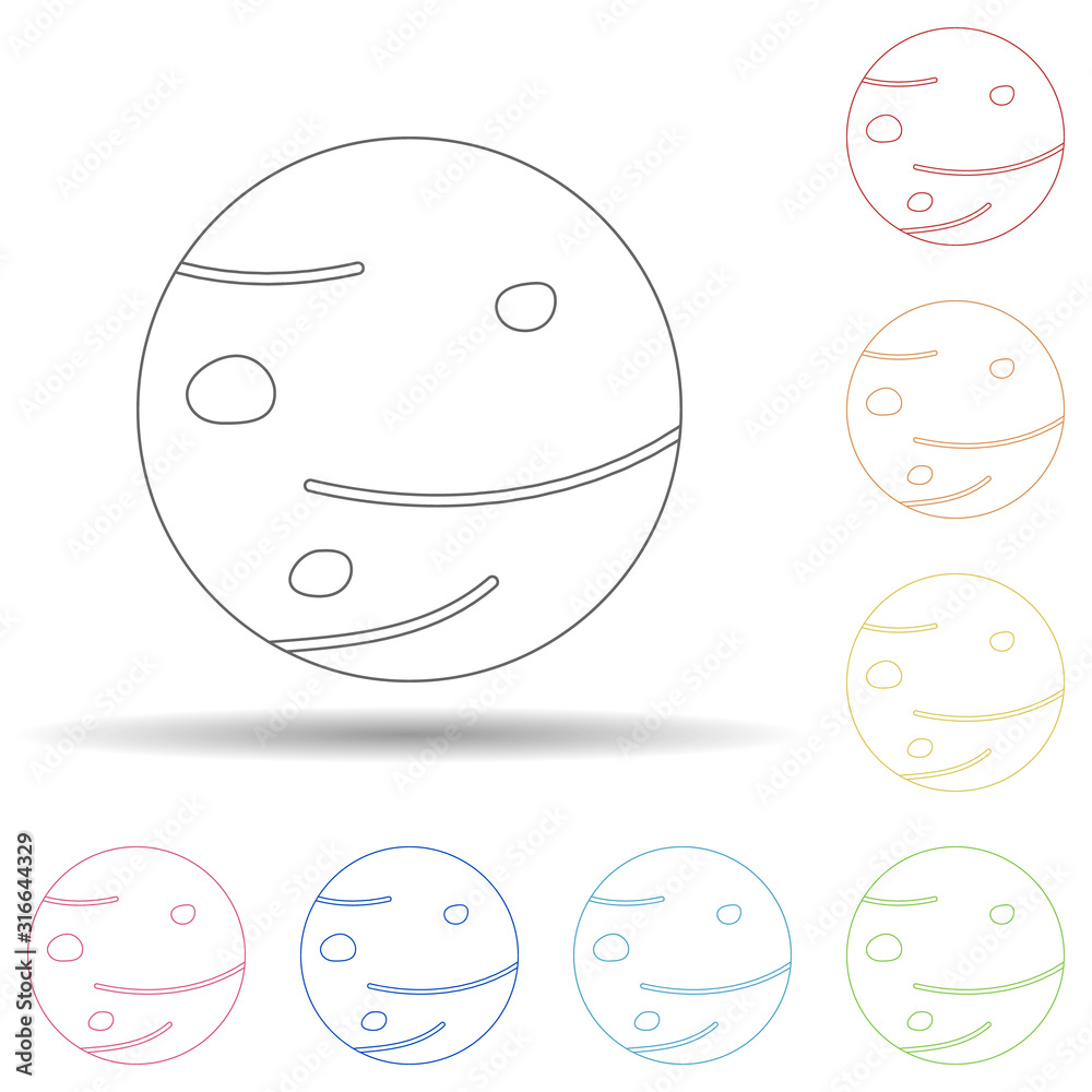 Poster red planet in multi color style icon. simple thin line, outline vector of space icons for ui and ux,