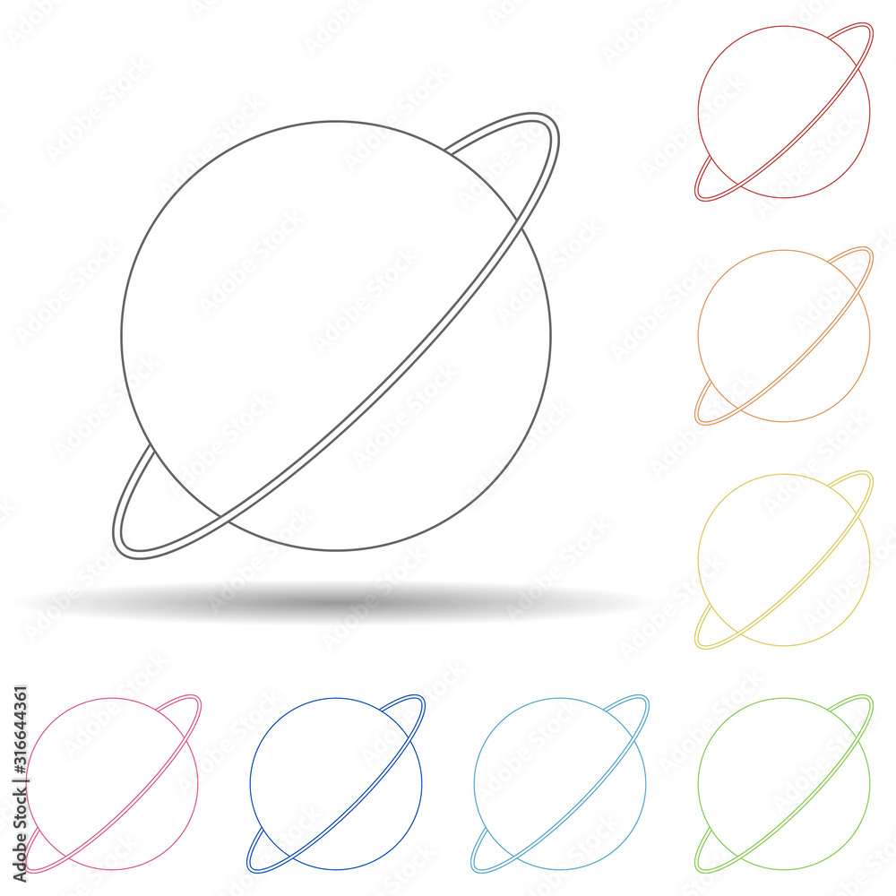 Aufkleber planet with a companion in multi color style icon. simple thin line, outline vector of space icons f