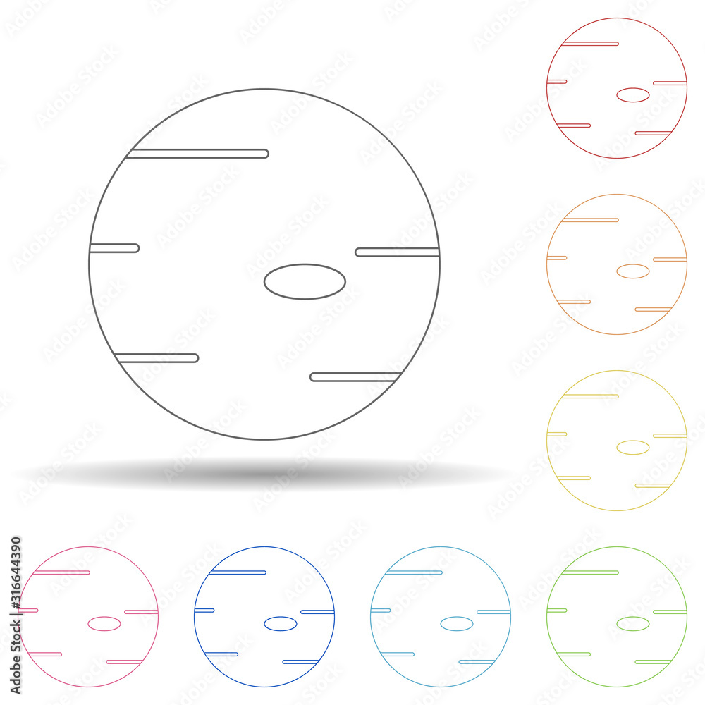Poster green planet in multi color style icon. simple thin line, outline vector of space icons for ui and u
